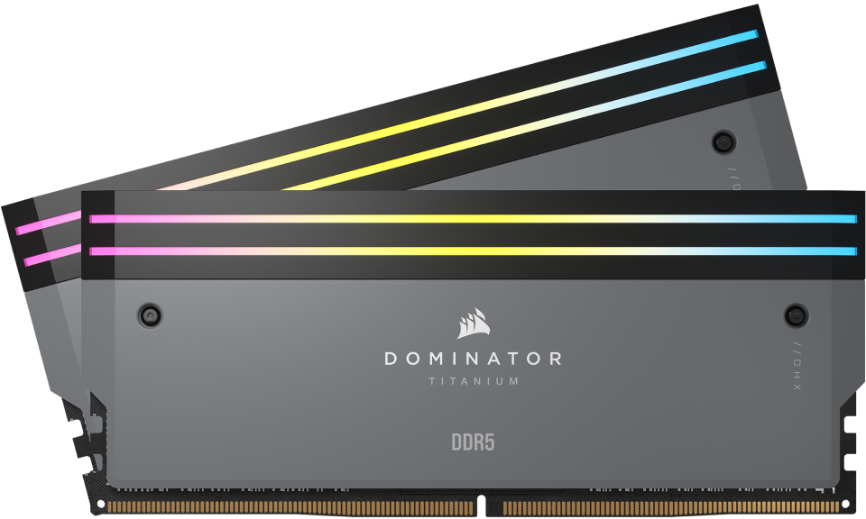 black and white Dominator Titanium DRAM sticks